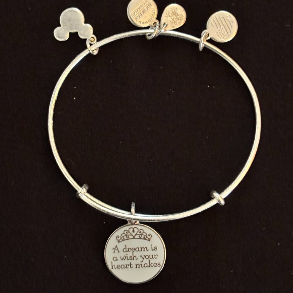 Alex and Ani "A dream is a wish your heart makes" blue/silver Disney bangle